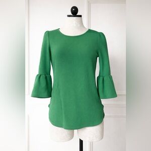 Green Envelope Emerald Green Bell-Sleeve Top